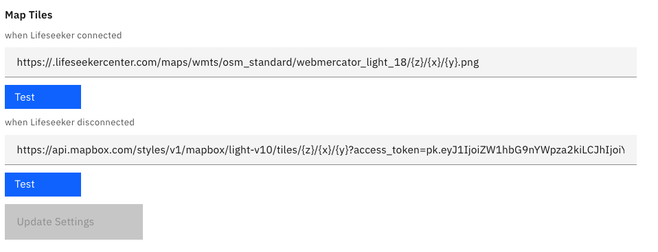 Map Tiles Bereich im Geosystems Tab
